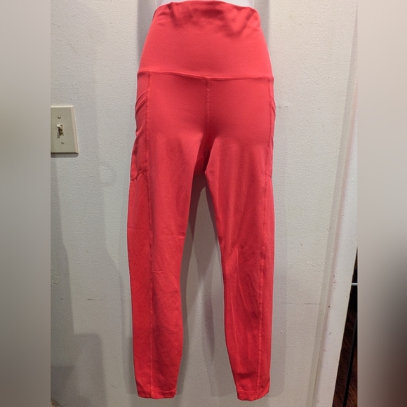 yogaliciuos Lux High-Waisted Coral Leggings Size Small - Picture 2 of 7